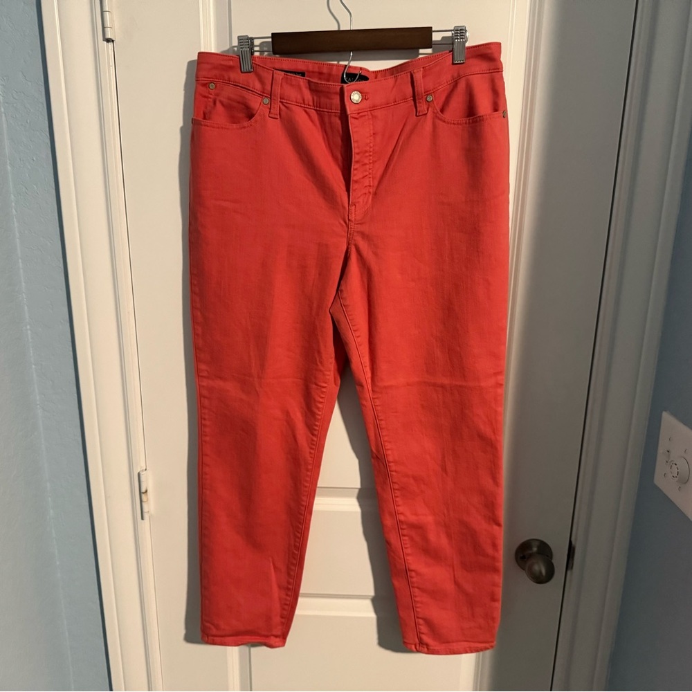 Vibrant Talbots Orange / Red Slim Ankle Jeans Size 14